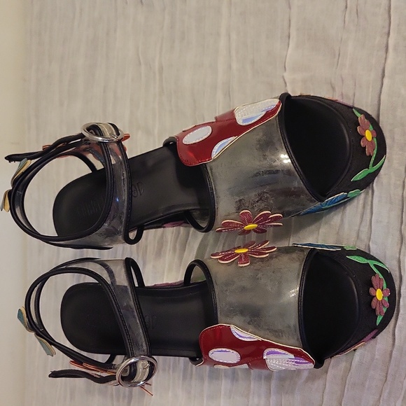 Platform heeled shoes size 6 medium mushrooms flowers Halloween - Picture 5 of 16